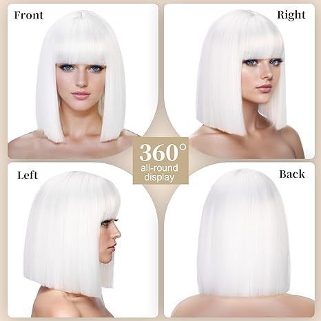 Synthetic Hair Wigs Ladies Short Straight Hair With Bangs And High Temperature Wire Wigs With Multiple Colors Available_voghion.com