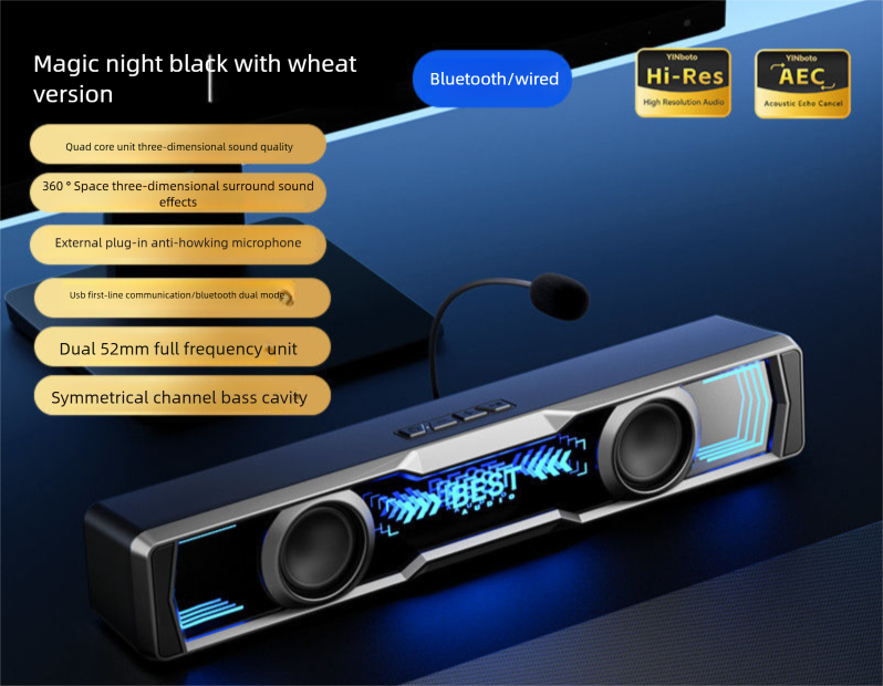 Altoparlanti per computer, sistema audio per giochi e-sport con Bluetooth e microfono, subwoofer colorato per laptop_voghion.com