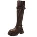 Melard Brown Long 2025 Spring And Autumn New Style Plus Size Thick Leg Heightening Riding For Petite Women High Boots_voghion.com