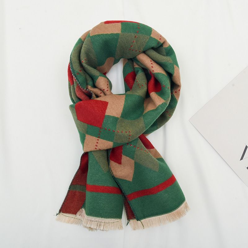 Diamantkarierter Kinderschal für Jungen und Mädchen im Winter, schmiedeeiserner Kaschmir für Wärme und Verdickung, winddichter Babyschal_voghion.com