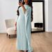 Women's Clothing Casual Simple Style Solid Color Wide Sleeve Long Skirt Dress_voghion.com