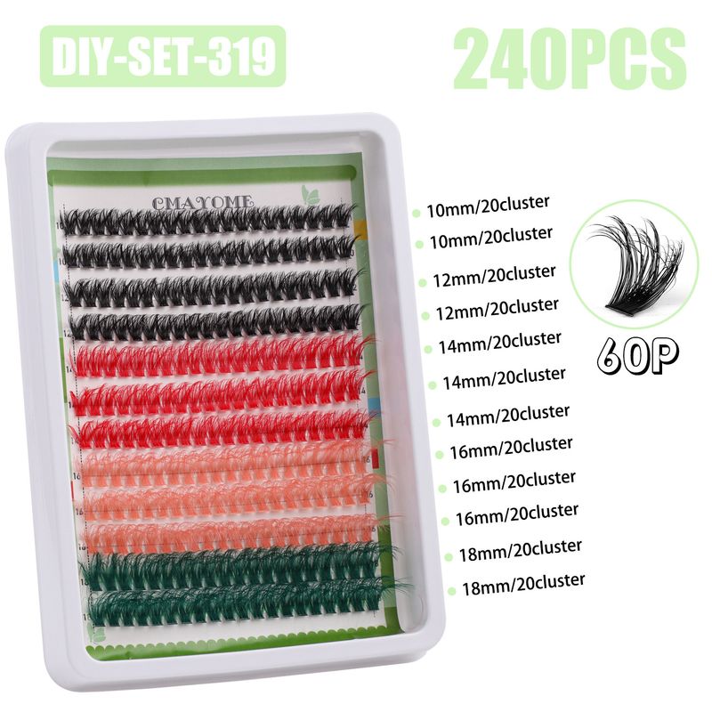 Commerce extérieur transfrontalier épais D courbé couleur unique grappe faux cils ensemble 10 18mm curling bricolage cils segmentés_voghion.com
