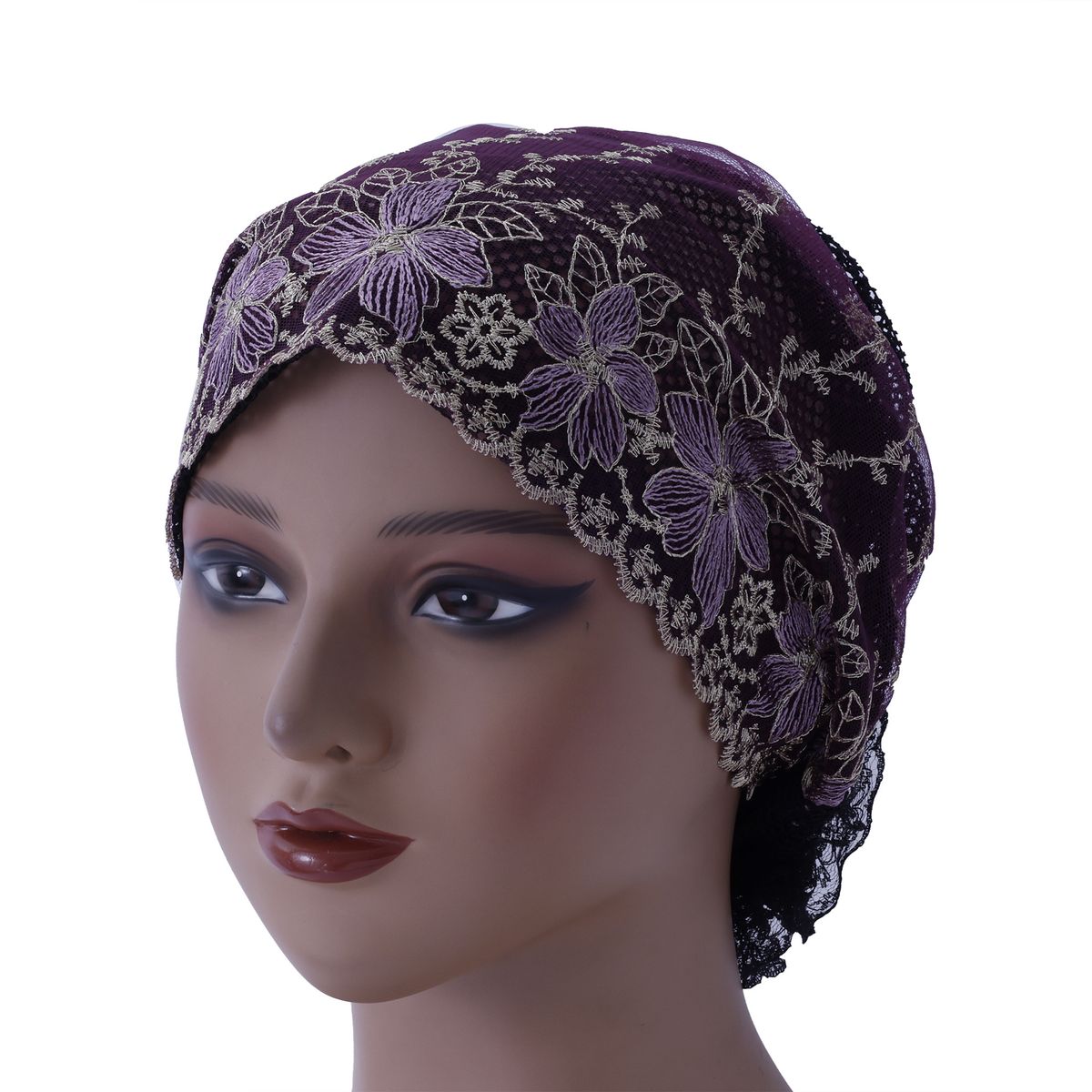 Pañuelo de cola de pez bordado de doble capa: elegante cubierta de encaje para mujer (diseño ideal para cabello blanco)_voghion.com