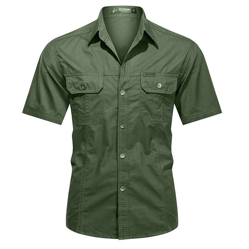 Men's Clothing Summer Military Uniform Short Sleeved Shirt Men's Work Clothes Cotton Work Clothes Inch Shirt Outdoor Loose Men's Shirt Free Ironing_voghion.com