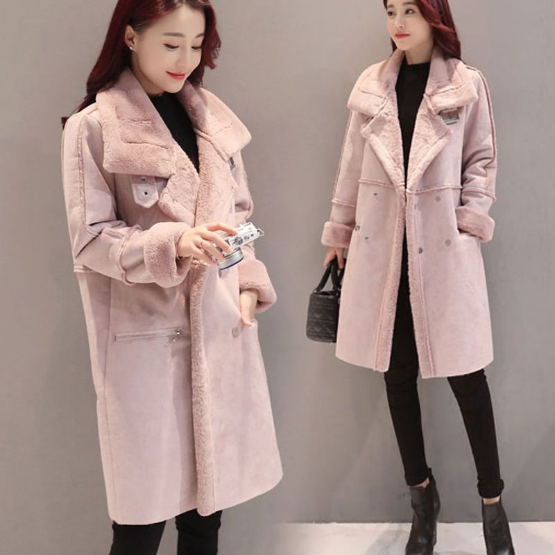 Abbigliamento da donna, cappotto lungo invernale in finta pelle scamosciata, spesso e foderato in pile, giacca calda con fodera in sherpa, bottoni e rivetti_voghion.com
