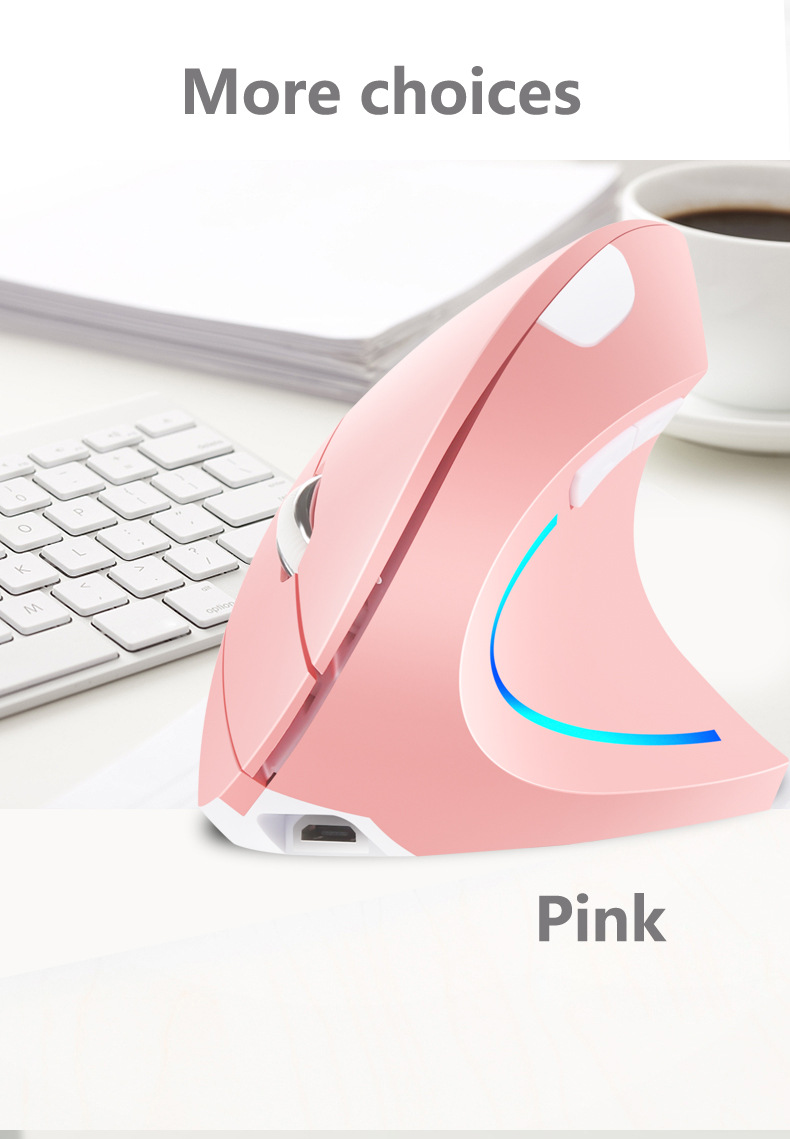 Ergonomische kabellose Maus – 2,4 G & Bluetooth Dual-Modus, 6 Tasten, 2400 DPI, 4-Wege-Scrollen, einstellbare DPI (Weiß/Pink/Schwarz/Silber)​_voghion.com