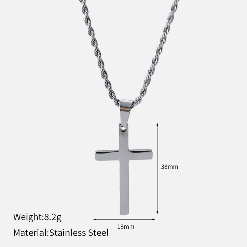 Collana con croce intrecciata in acciaio inossidabile, versatile e alla moda, placcata in oro vero, con catena in lana color oro_voghion.com