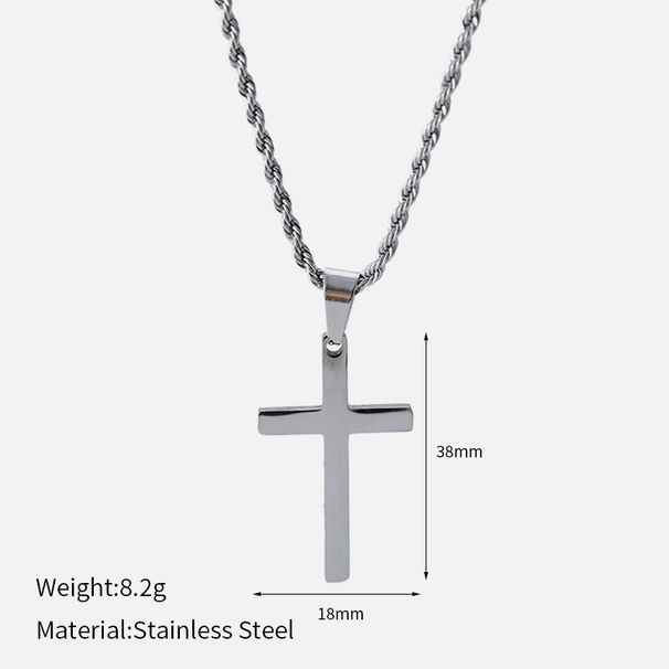 Collana con croce intrecciata in acciaio inossidabile, versatile e alla moda, placcata in oro vero, con catena in lana color oro_voghion.com