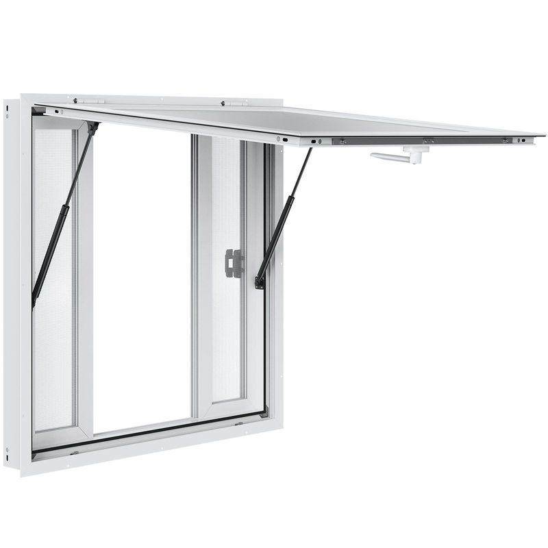 VEVOR Concession Window 36"x36", Aluminum Alloy Food Truck Service Window With 4 Horizontal Sliding Windows & Awning Door & Drag Hook, Up To 85 Degrees Serving Window For Food Truck Concession Trailer_voghion.com