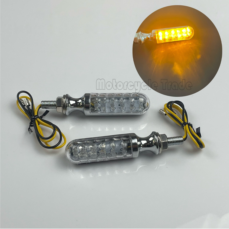 Lâmpada de seta LED universal para motocicleta, luz indicadora âmbar, 1 par, 12V, mini moto, lâmpada de seta amarela para Harley Cruiser_voghion.com