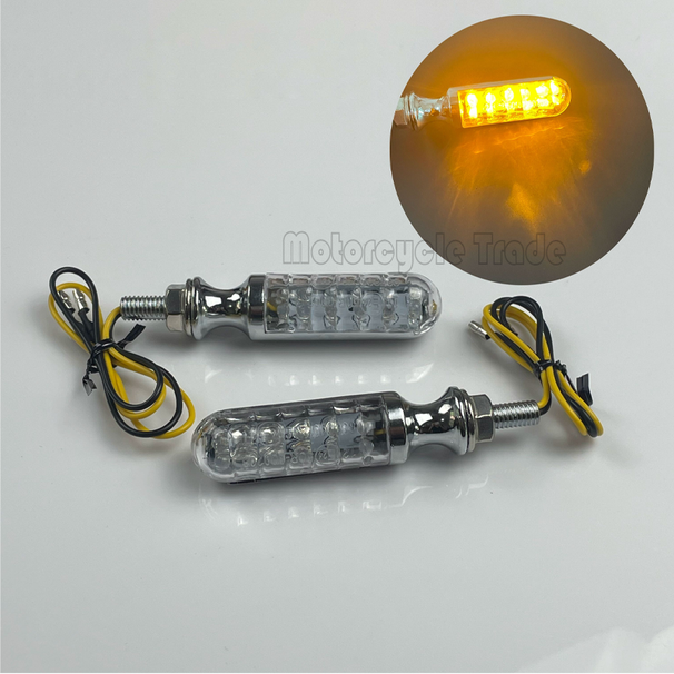 Lâmpada de seta LED universal para motocicleta, luz indicadora âmbar, 1 par, 12V, mini moto, lâmpada de seta amarela para Harley Cruiser_voghion.com