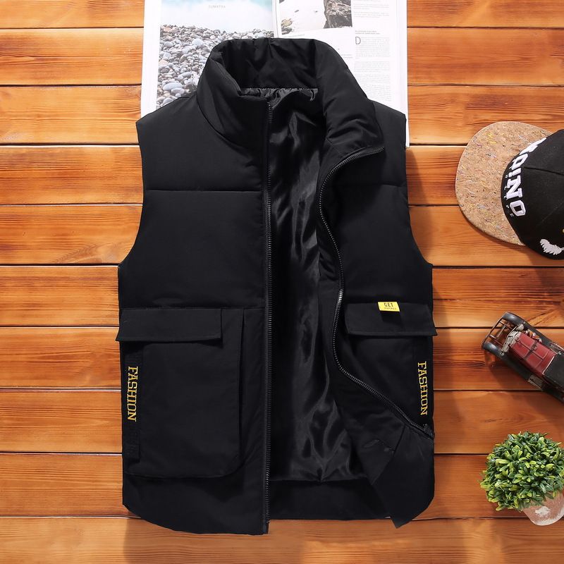 Casual Vest Men's Autumn And Winter Vest Waistcoat Youth Trendy Workwear Sleeveless Jacket Down Cotton Jacket High-end_voghion.com