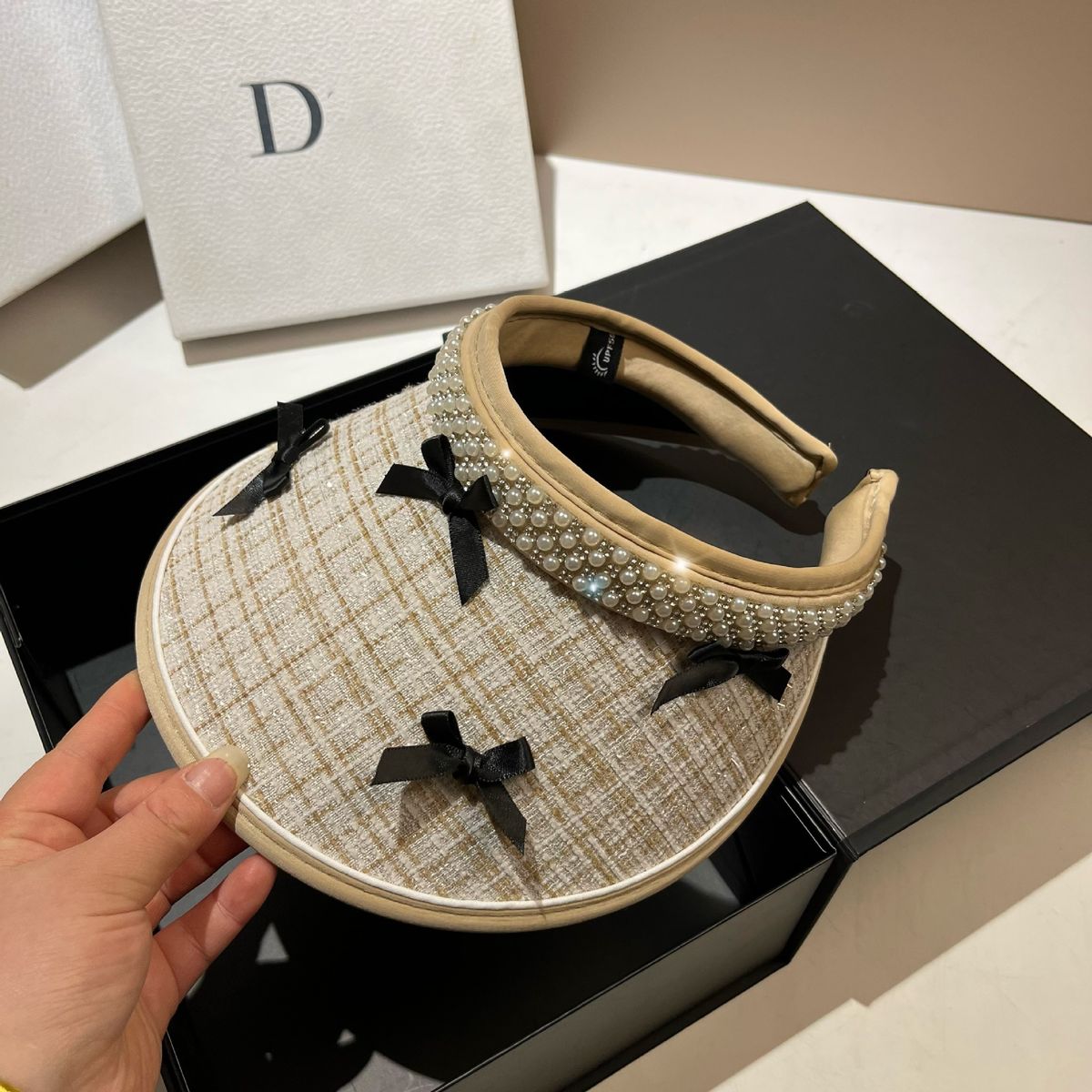 Koreanesche Blogger recommandéiert kleng parfüméierter Wandgewënn Hohl Top fir Fraen, séiss a séiss Summerbéi, Sonneschutzhut_voghion.com