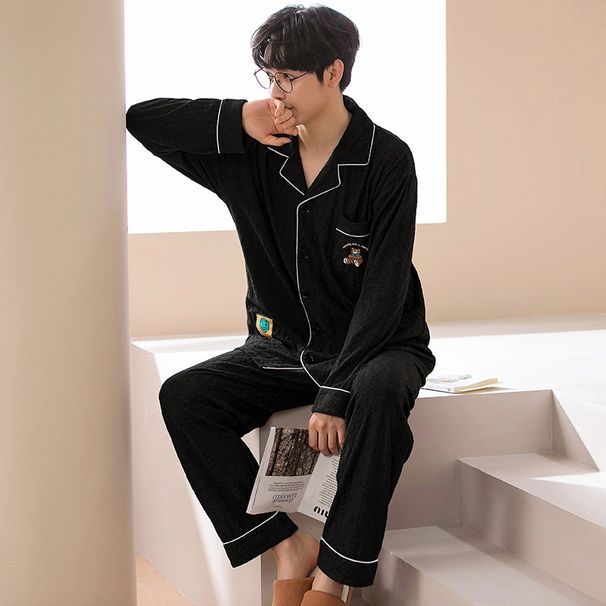 Pijamas longos de algodão de inverno 2022 mn, cardigans casuais, roupas de casa de primavera e outono podem ser usadas_voghion.com