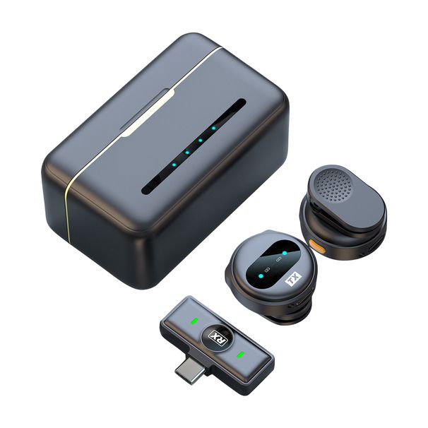 Micrófono inalámbrico de 2,4 G con clip magnético para teléfono inteligente, rango de transmisión de 50 m, cancelación de ruido para iPhone 15/14/13/12_voghion.com