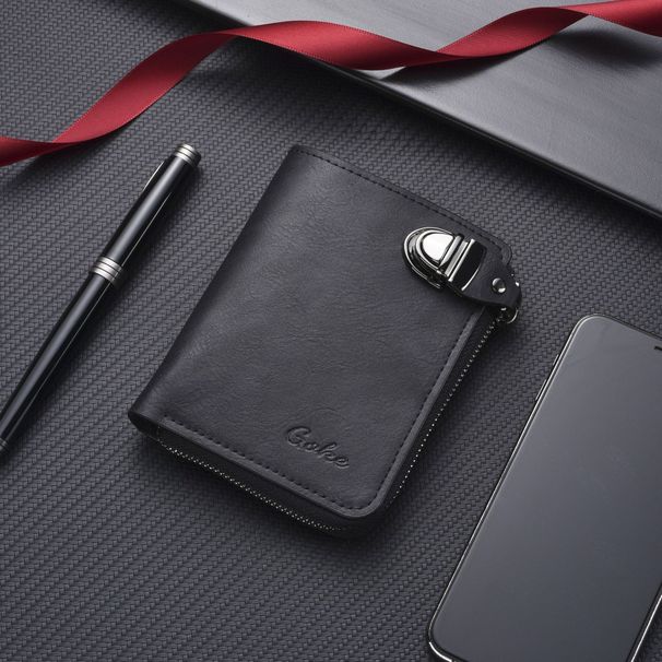 Men's Wallet Cross-border Men's High-end Retro Pu Short Men's Lock Credit Card Bag Can Store Change Bag_voghion.com