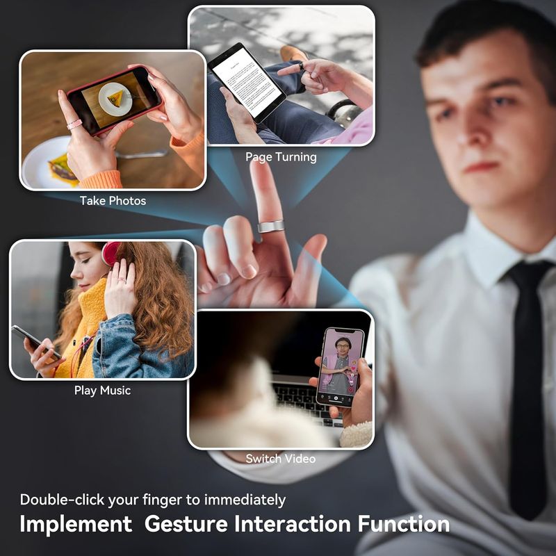 Health Smart Ring,Fitness Tracker With Heart Rate/Blood Pressure/Blood Oxygen Monitor,Sleep Tracker,Pedometer, IP68 Waterproof Ring For IPhone&Android_voghion.com