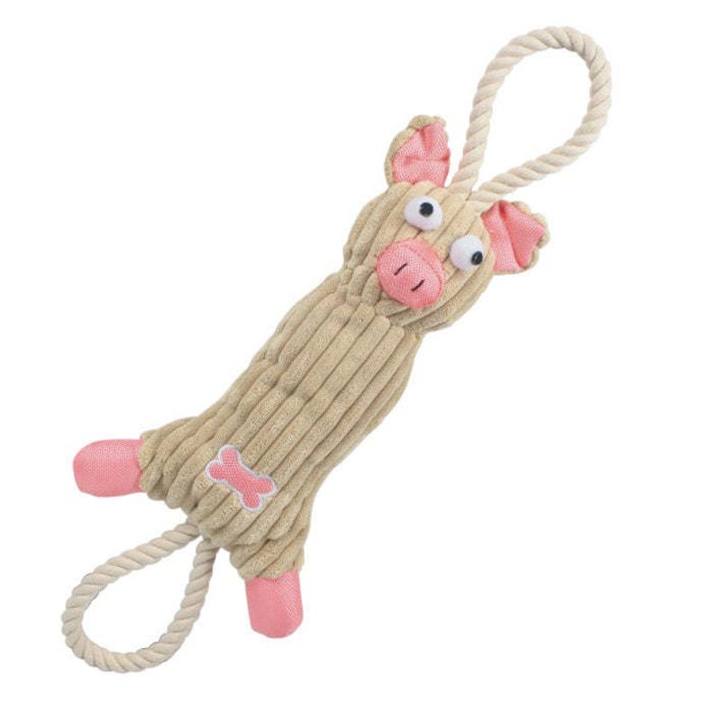 Jute And Rope Plush Pig - Pet Toy_voghion.com