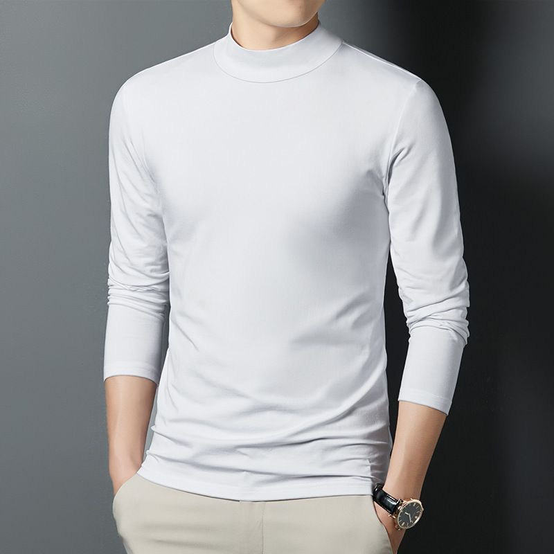 Meeste pikkade varrukatega T-särk, poolkõrge puuvillane sisekiht, alusmantel, keskmise kaelusega, sügis- ja talvealuspesu top_voghion.com