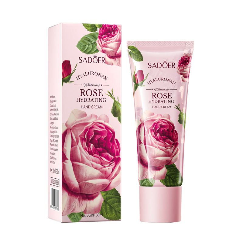Crème pour les mains blanchissante, hydratante et nourrissante à l'acide hyaluronique et à la rose SADOER_voghion.com