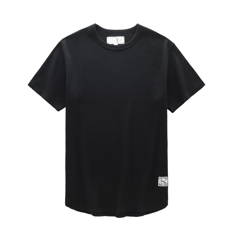 Men's clothing casual heavyweight high-end waffle t-shirt men's short-sleeved summer original small collar bottoming shirt half-sleeved trend_voghion.com