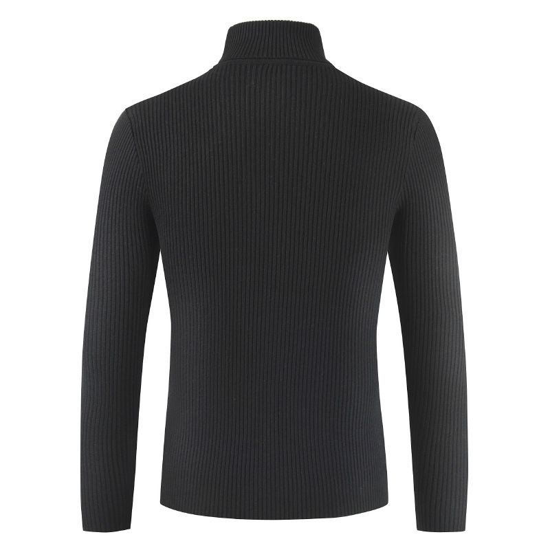 Men's turtleneck pullover Solid color turtleneck sweater knit_voghion.com