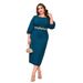Elegant Plus Size Belted Midi Dress - Navy Blue Wrap Dress With Button/Flounce Details (XL-5XL)_voghion.com