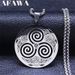 Collana in acciaio inossidabile con vortice da stregoneria, colore argento, collana con nodo celtico vichingo, triskele, spirale, gioielli N7062S02_voghion.com