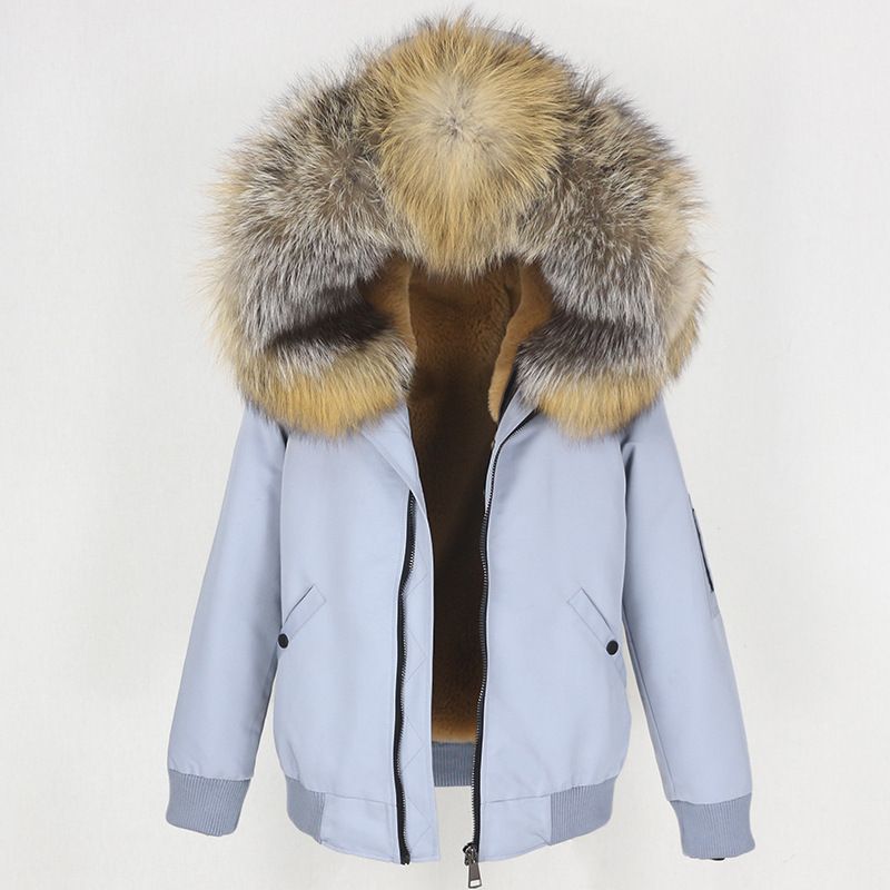 Damenbekleidung Parka im neuen Stil mit verdicktem Kunstpelzfutter, abnehmbarer Echtpelzjacke mit großem Pelzkragen für Damen_voghion.com