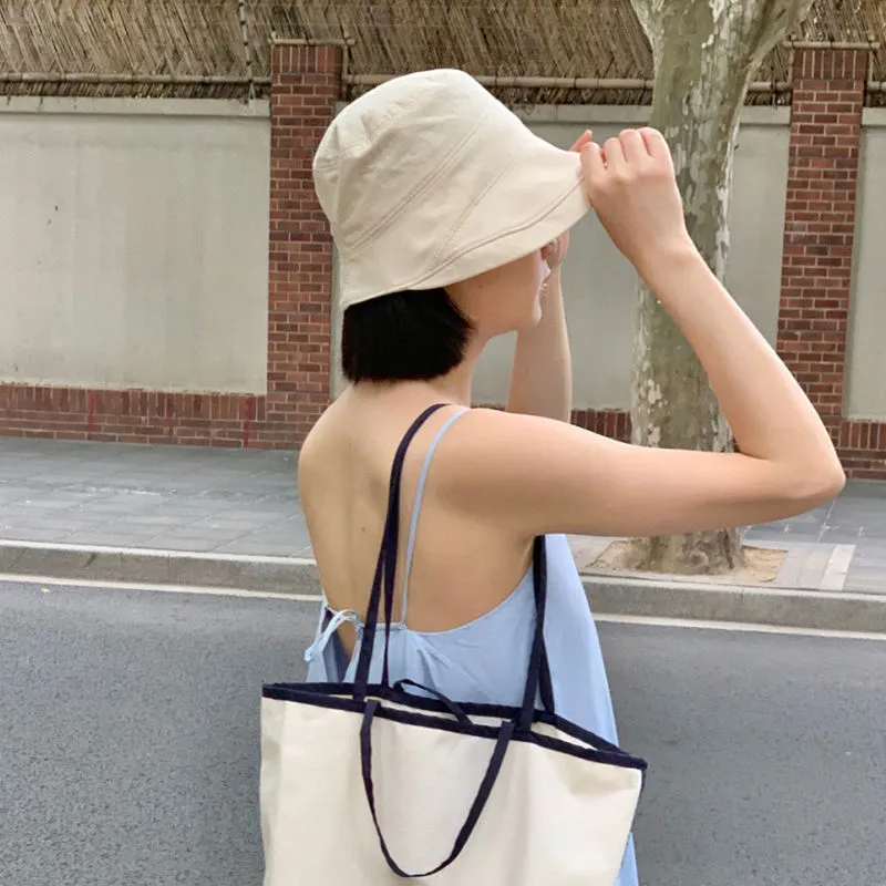 New Arrivals Solid Color Women Bucket Summer Foldable Sunscreen Panama Fisherman Female Outdoor Sun Prevent Hat Present_voghion.com