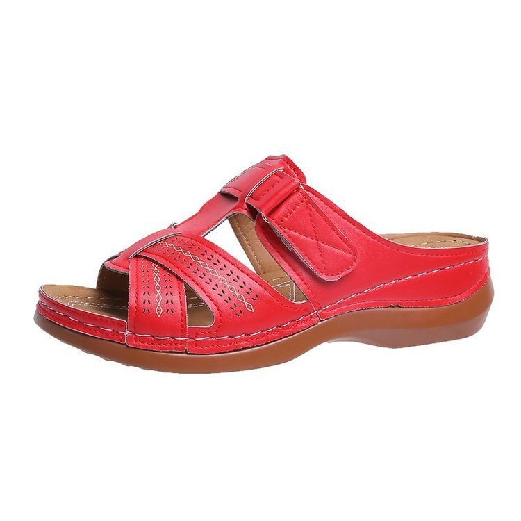 Női éksarkú üreges szandál női retro divatos egyszavas női papucs_voghion.com