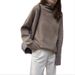 Women's Oversized High Neck Sweater - Soft Lambswool Blend Knit Top For Winter, Relaxed Fit, Chunky Cable Knit Pullover In Classic Colors_voghion.com
