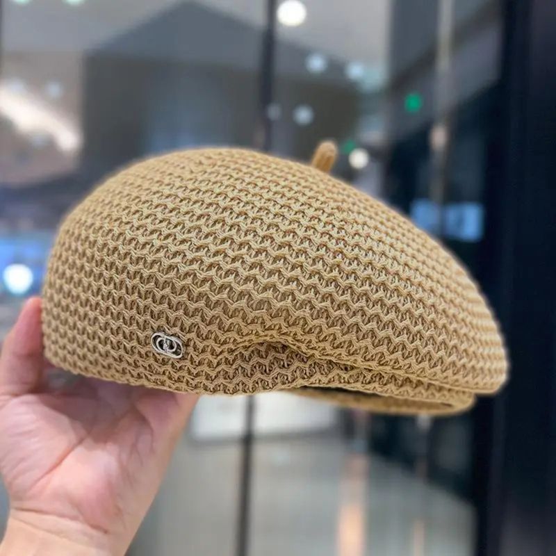 Moda 2024 Mujeres Verano Boina Delgada Versaile Sereoypes Diseño Plisado Breahable Kni Paperboy Gorra Aris Fashion Painer_voghion.com