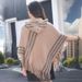 Hooded Shawl Jacket Women's Scarf Wholesale Knitted Pullover Cape Shawl Fringed Sweater Jacket White_voghion.com