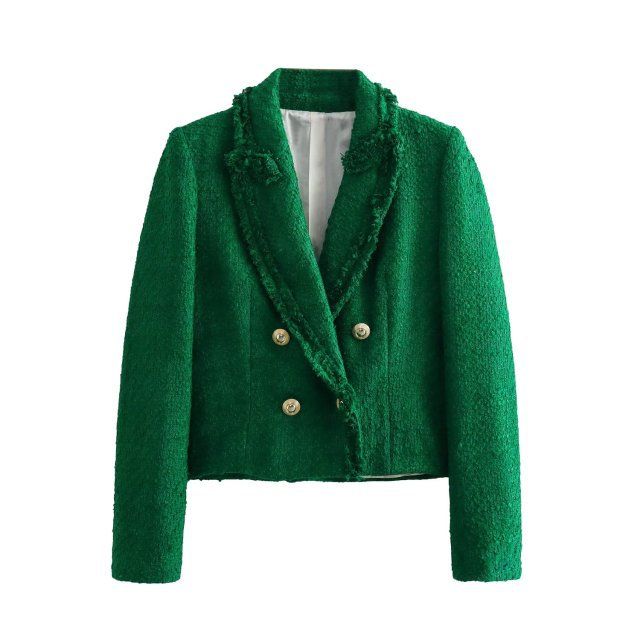 Women's clothing 2023 autumn new item texture double breasted temperament suit jacket long sleeved_voghion.com