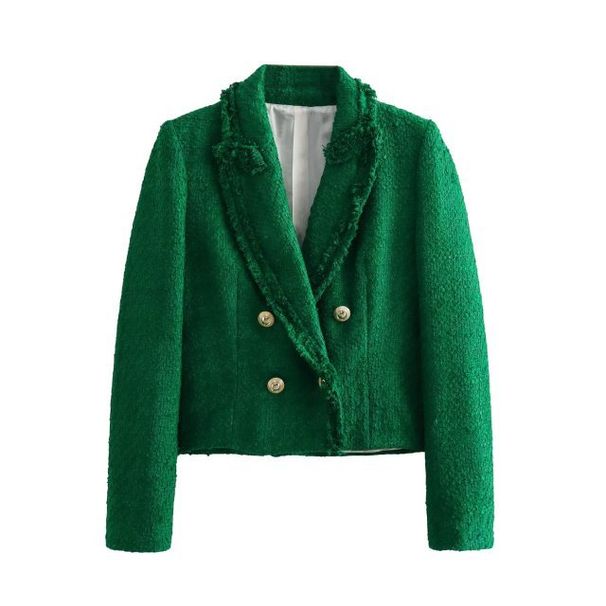Women's clothing 2023 autumn new item texture double breasted temperament suit jacket long sleeved_voghion.com