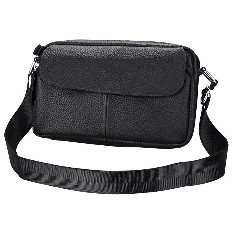 Borsa a tracolla orizzontale da uomo in vera pelle con tracolla singola in pelle bovina con strato superiore_voghion.com