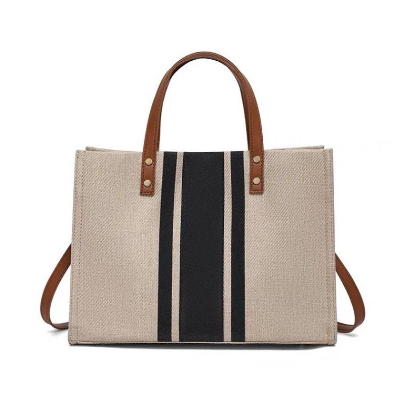 Borsa di tela grande per donna 2022 Nuove borse di lusso Borsa tote a righe vintage Borsa da lavoro portatile femminile Ol Valigetta stile coreano_voghion.com