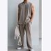 Sommer Cool Ice Silk Weste Hose Einfarbig Mode Herren Plus Size Ärmelloses Top Und Shorts Zweiteiliges Set Für Männer_voghion.com