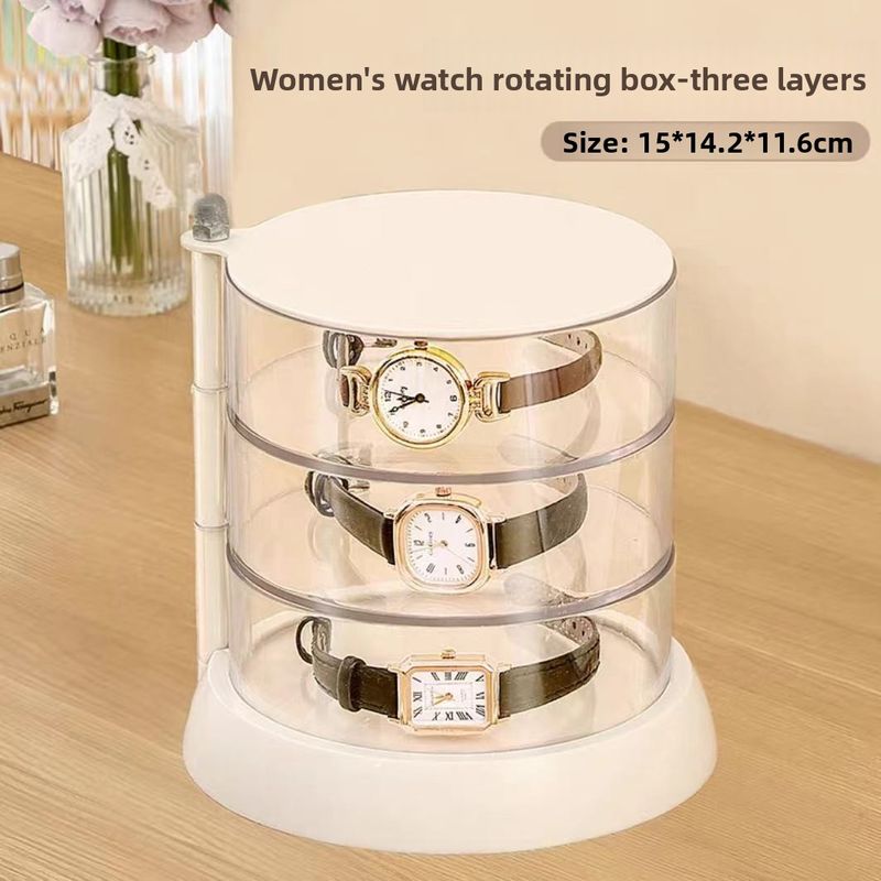 Storage Rotating Multi-layer Women's Watch Collection Transparent Display Necklace Hand Jewelry Box_voghion.com