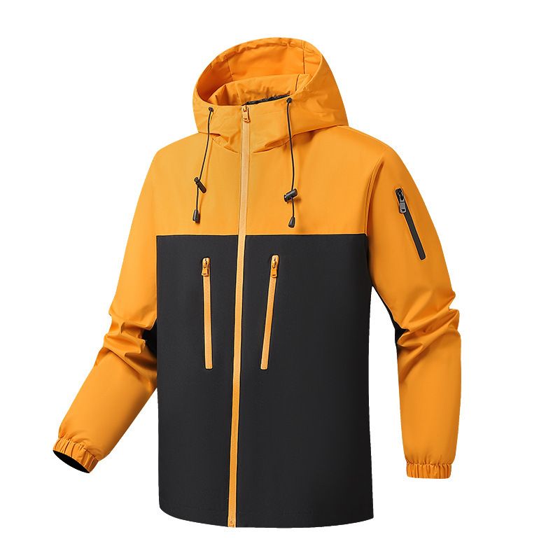 Jacke Herbst Patchwork Mantel mit Kapuze Winddicht Wasserdicht Sturmjacke Locker Lässig Vielseitig Herren Oberteil_voghion.com