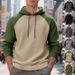 Men's Contrast Color Raglan Hoodie – Plaid Pattern Long Sleeve Casual Jacket (Military Green/Khaki, Gray/Black, S-XXXL)_voghion.com