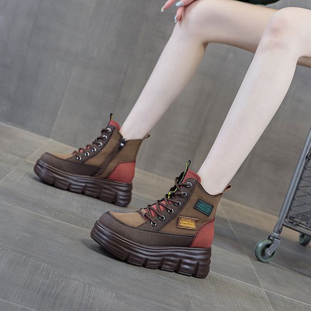 Stivali Martin con suola spessa abbinati ai colori, stivali corti retrò da uomo, stivali Flow da donna_voghion.com