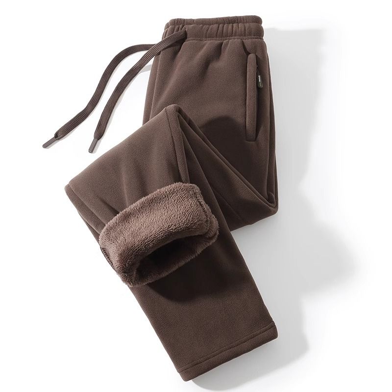 Men’s Heavyweight Fleece Sweatpants – Winter Plush Lined, Loose Fit, Drawstring Waist (Black/Gray/Khaki, S-5XL)_voghion.com