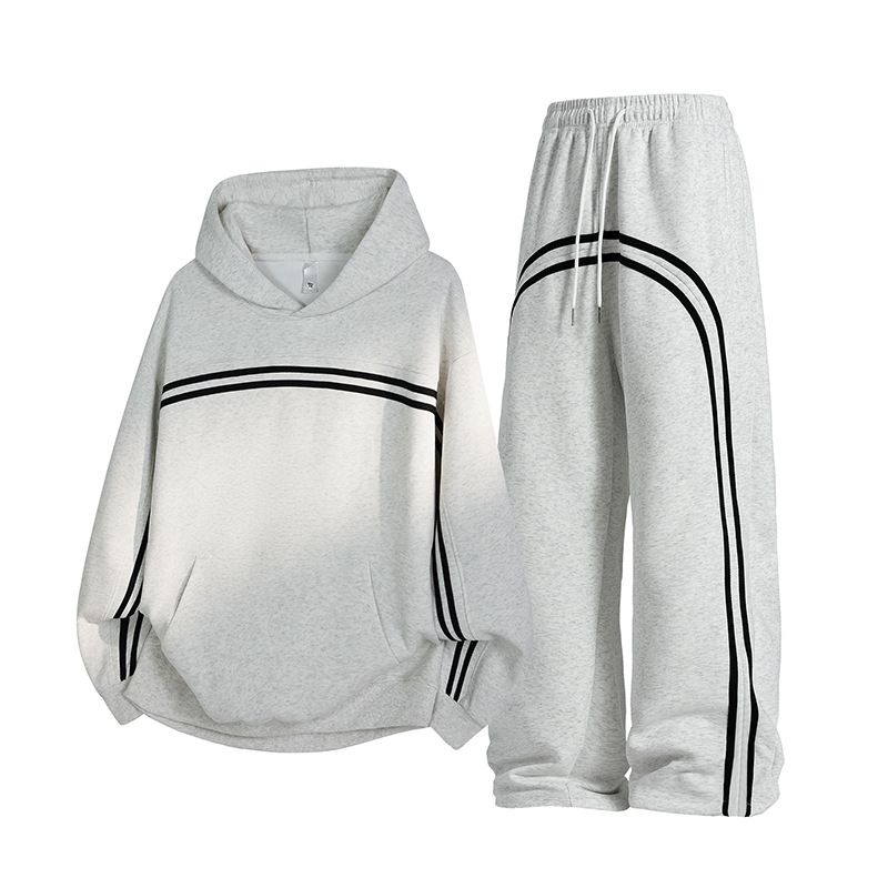 Men's Streetwear Hoodie & Jogger Set, Trendy Two-Piece Outfit For Fall, Casual Cotton Lounge Wear_voghion.com