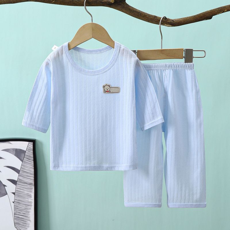 Abbigliamento per bambini Pigiama a maniche a tre quarti in puro cotone per bambini e bambine, abbigliamento estivo per la casa sottile e traspirante per bambini_voghion.com