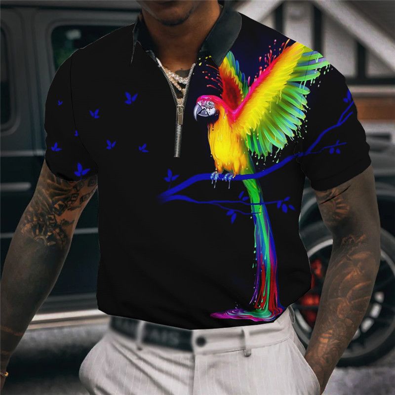 2023 Polo da uomo estivo T-shirt con stampa 3D sfumata Polo da uomo con risvolto europeo e americano_voghion.com
