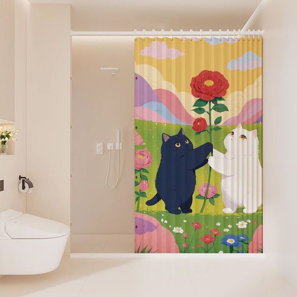 Magnetisches Saugset fürs Badezimmer, faltbarer Duschvorhang, verdickt, schimmelresistent, wasserdicht, hängender Badezimmervorhang_voghion.com