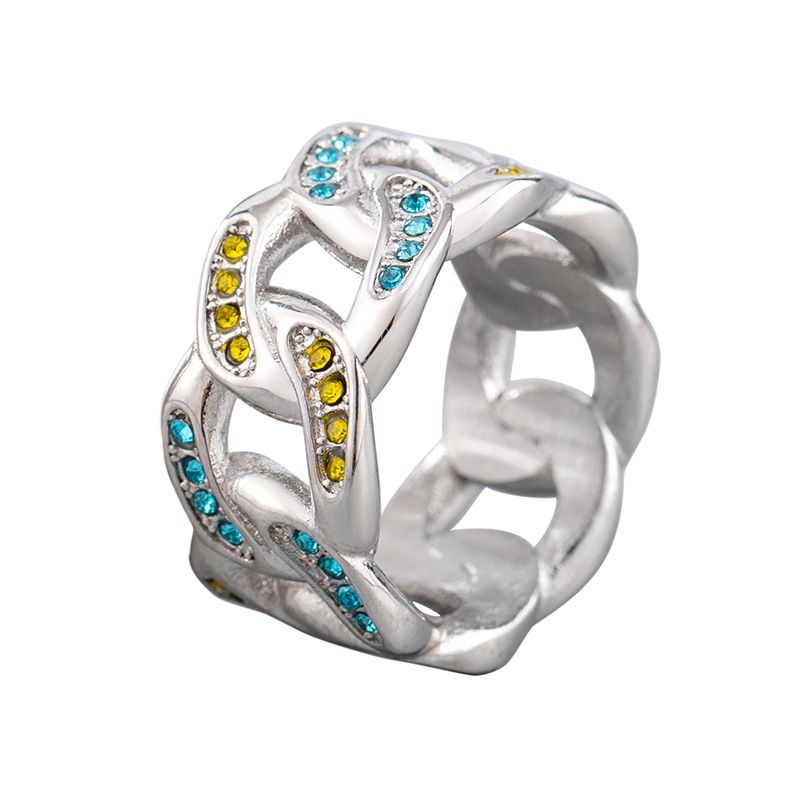 Nuovo anello cubano da uomo in acciaio al titanio con diamanti intarsiati, stile hip-hop di tendenza_voghion.com