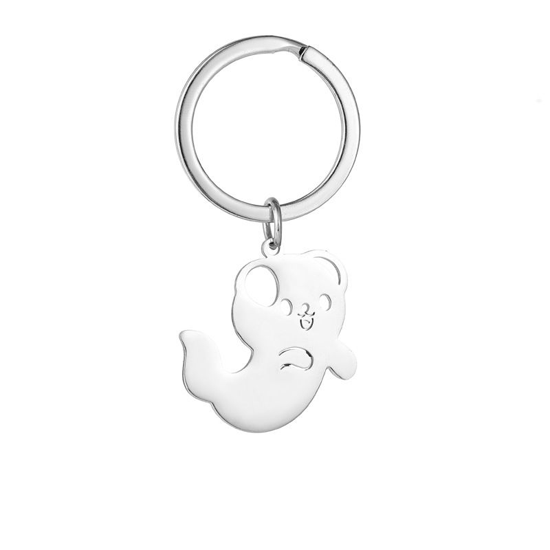 Portachiavi in acciaio inossidabile a forma di fantasma con cane e gatto, regalo di Halloween_voghion.com
